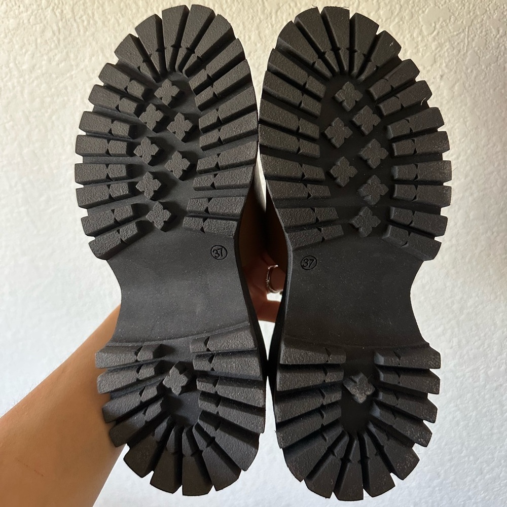 Free People Winona Wedge Sandal Brown Leather Slide Size 37/6.5 - Picture 8 of 9